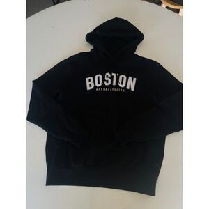 HM Divided Boston Massachusetts Hoodie Mens Large Black Pullover Sweatshirt